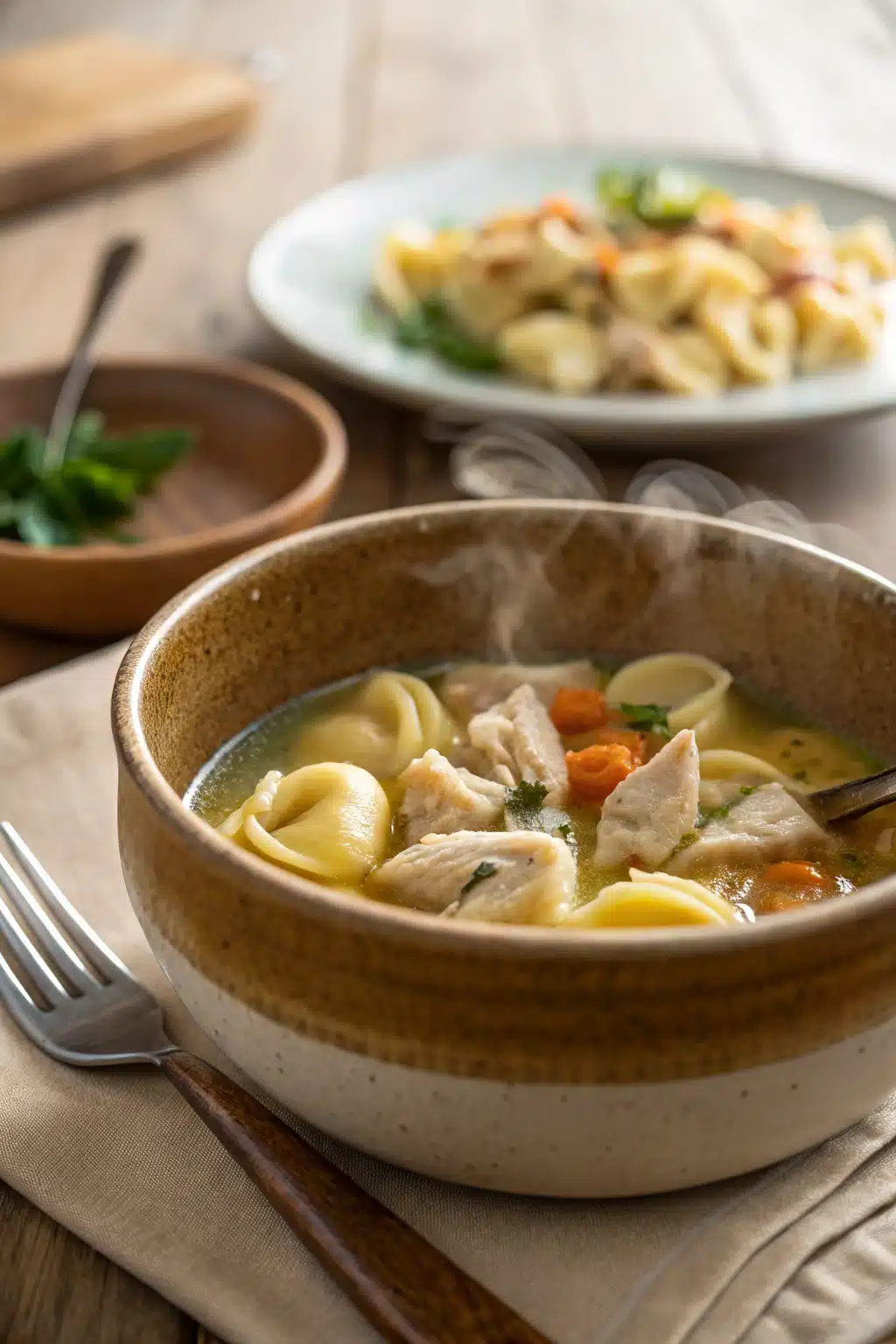Chicken Tortellini Soup ingredients organized and measured on kitchen counter