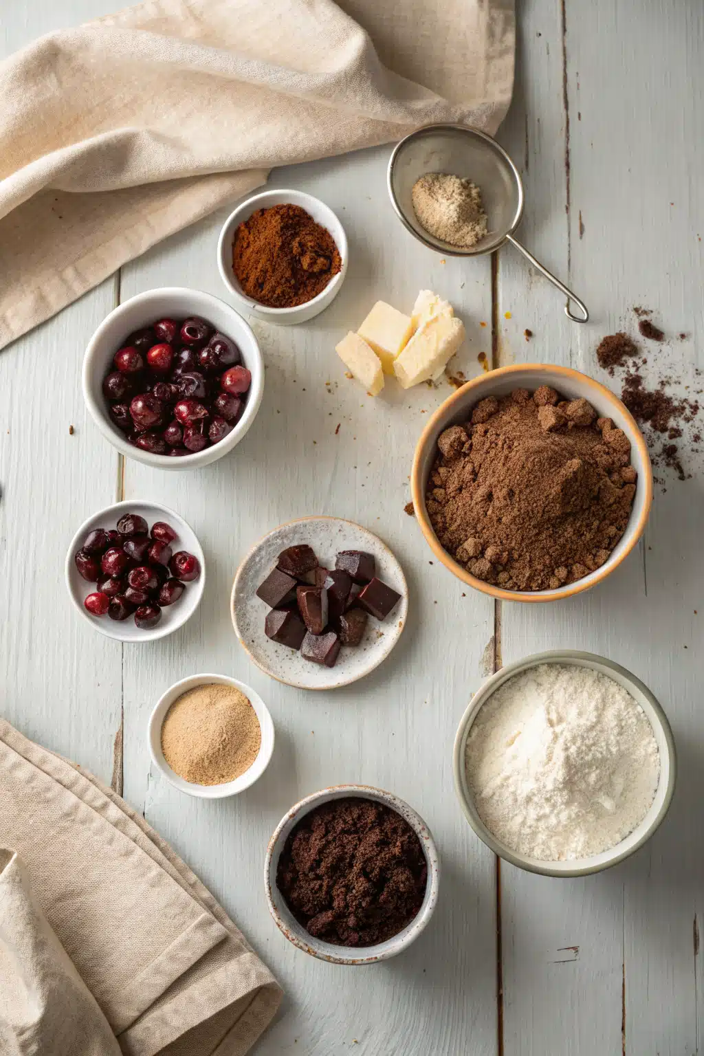 Chocolate Cherry Dump Cake beautifully presented from an overhead angle
