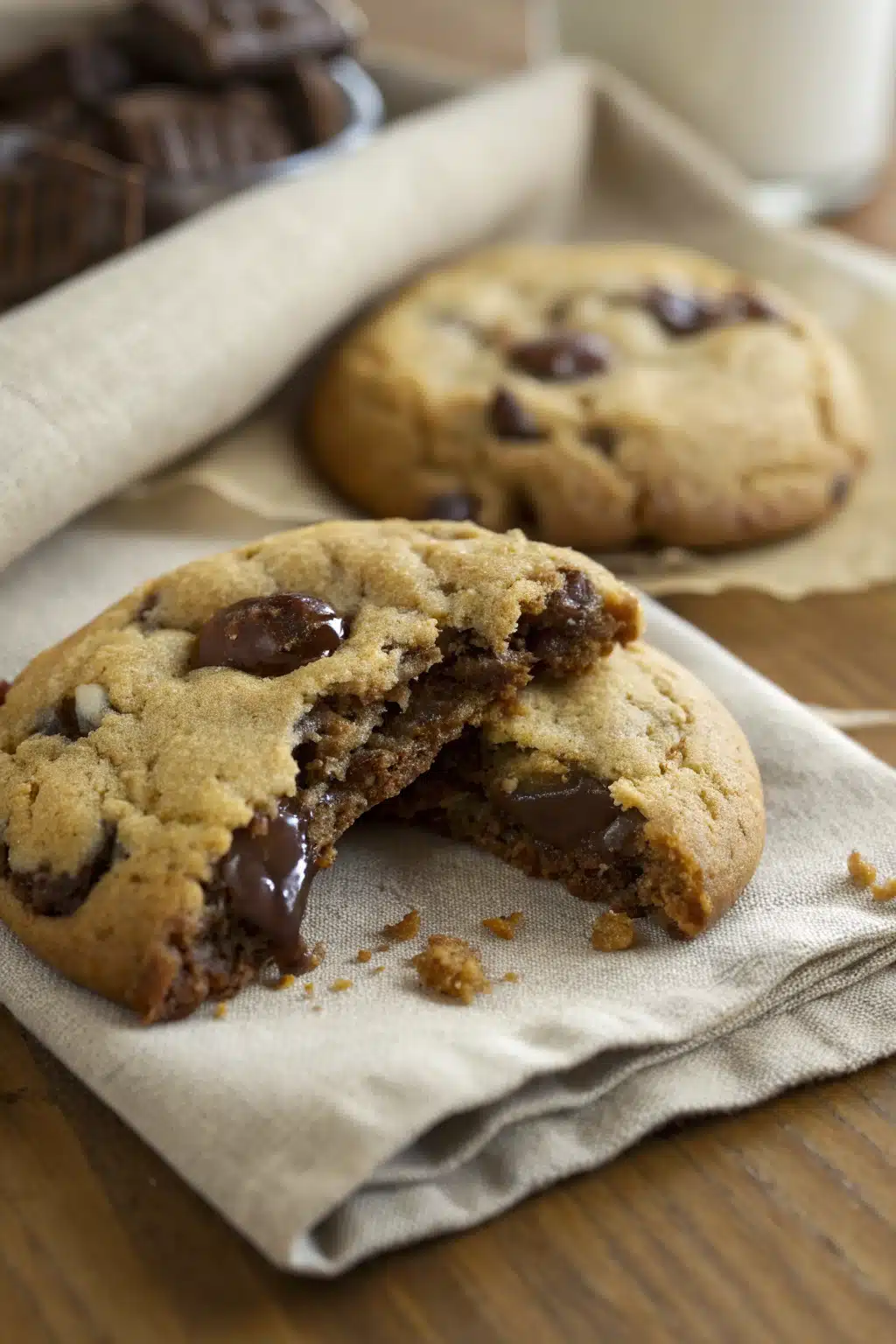 Chocolate Chip Cookies slice on plate showing perfect texture and swirl pattern