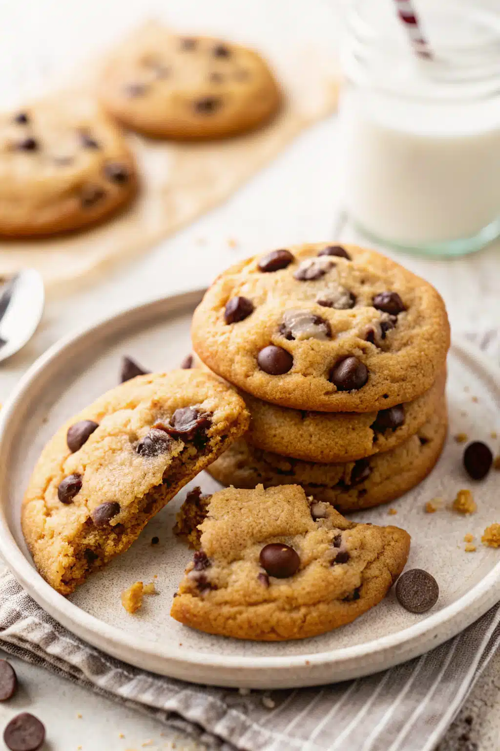 Chocolate Chip Cookies ingredients organized and measured on kitchen counter