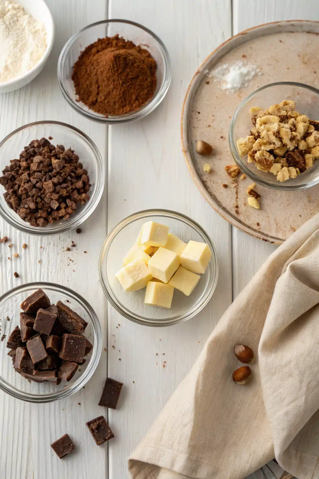 Chocolate Fudge beautifully presented from an overhead angle