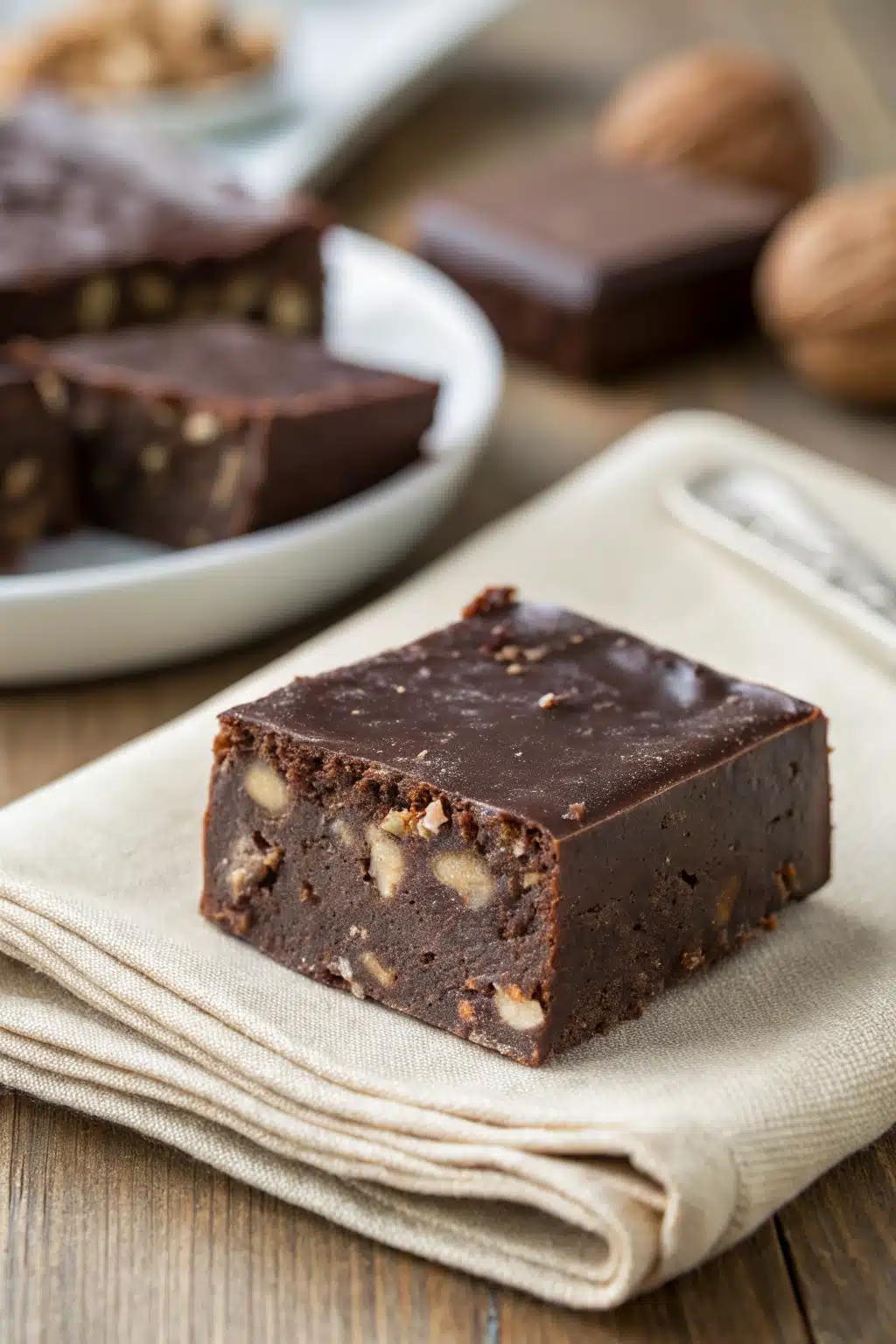 Chocolate Fudge Recipe slice on plate showing perfect texture and swirl pattern