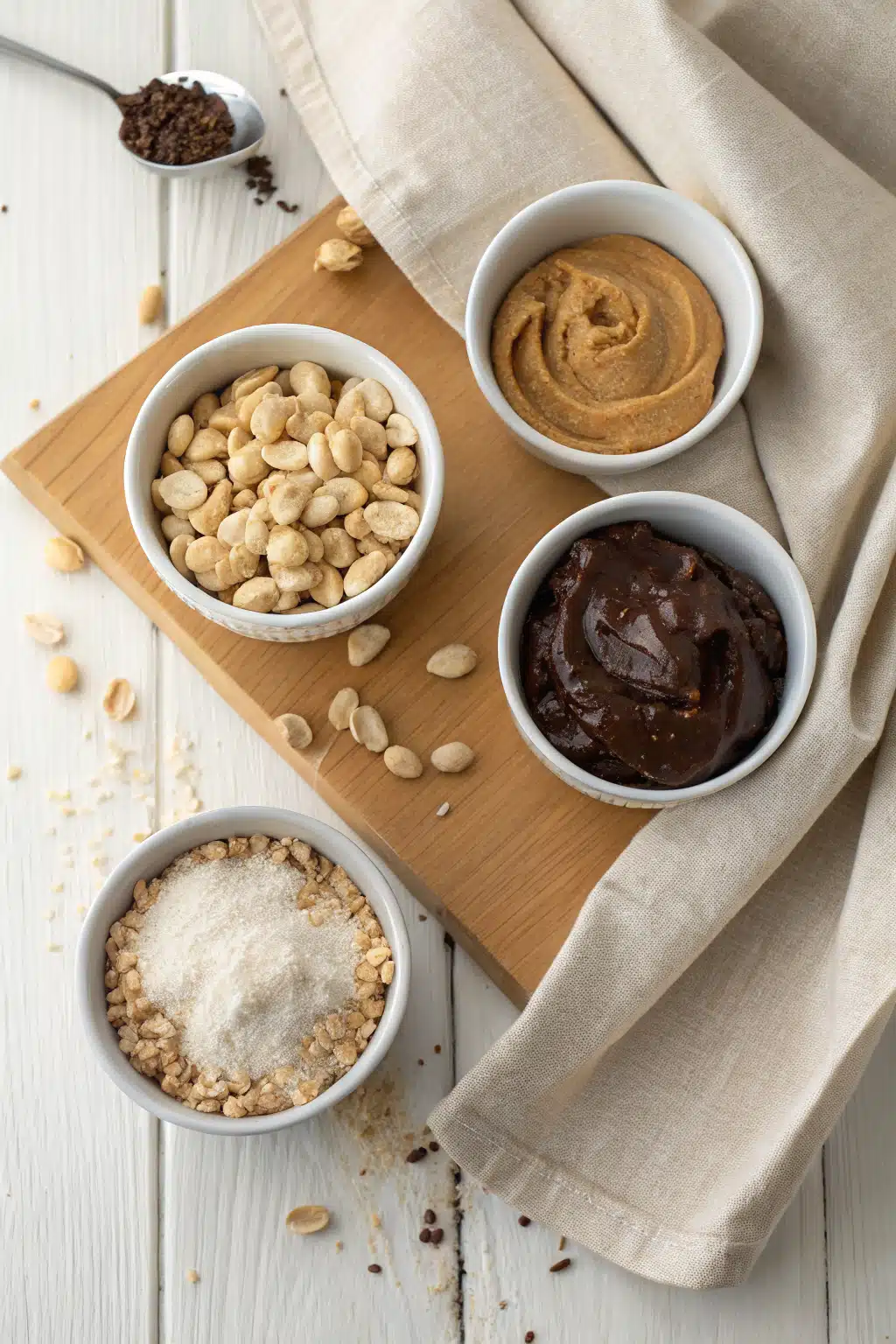 Chocolate Peanut Butter Fudge beautifully presented from an overhead angle