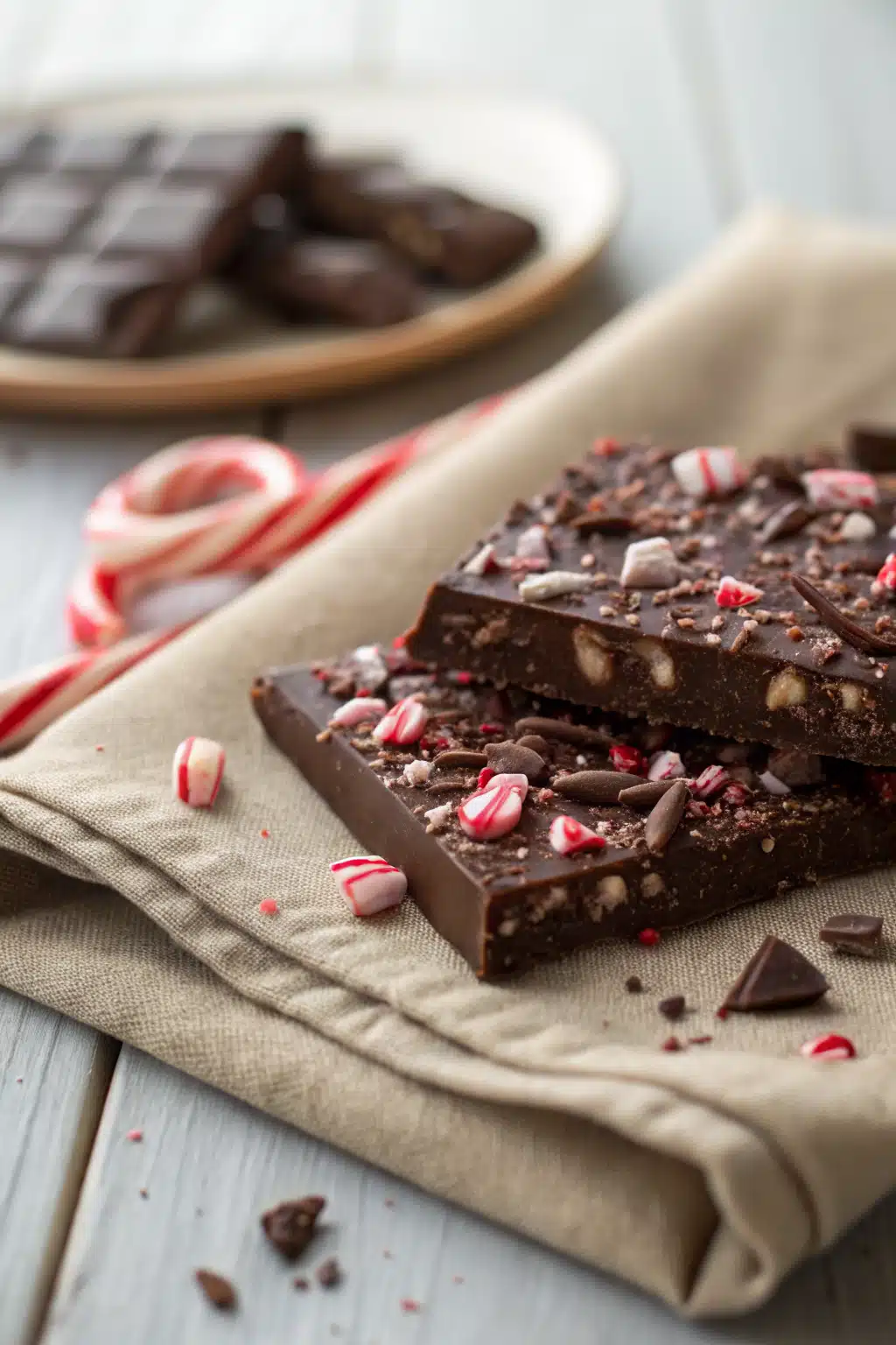 Christmas Bark Recipe slice on plate showing perfect texture and swirl pattern