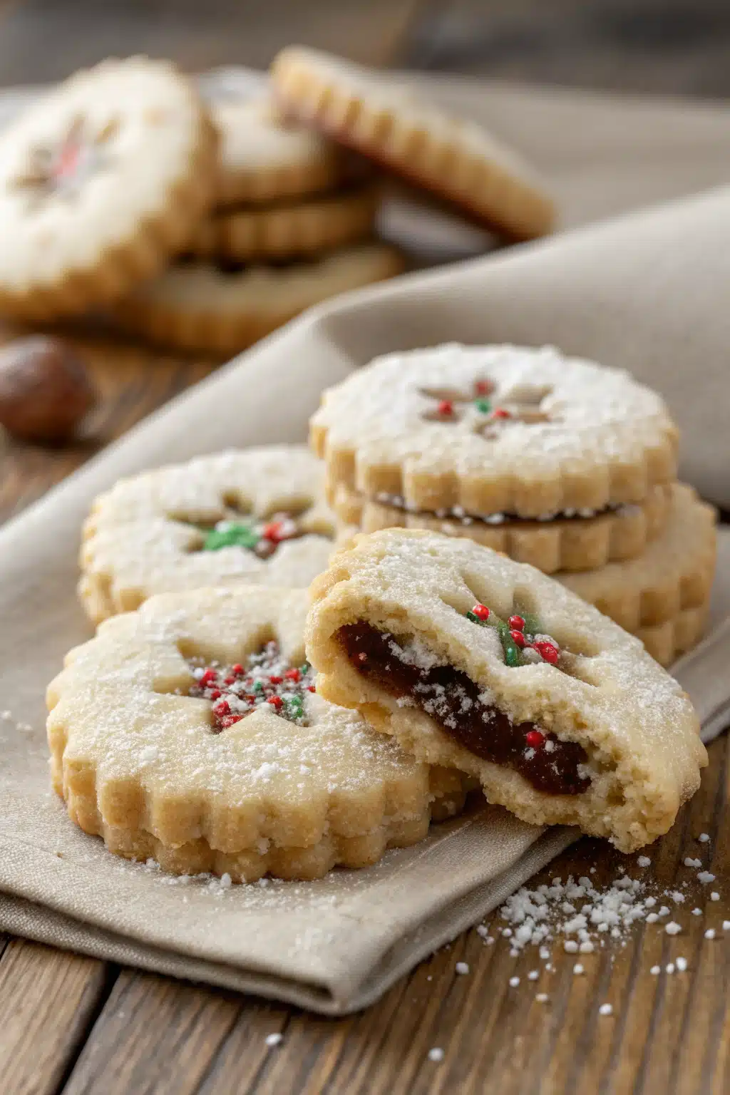 Christmas Cookies slice on plate showing perfect texture and swirl pattern