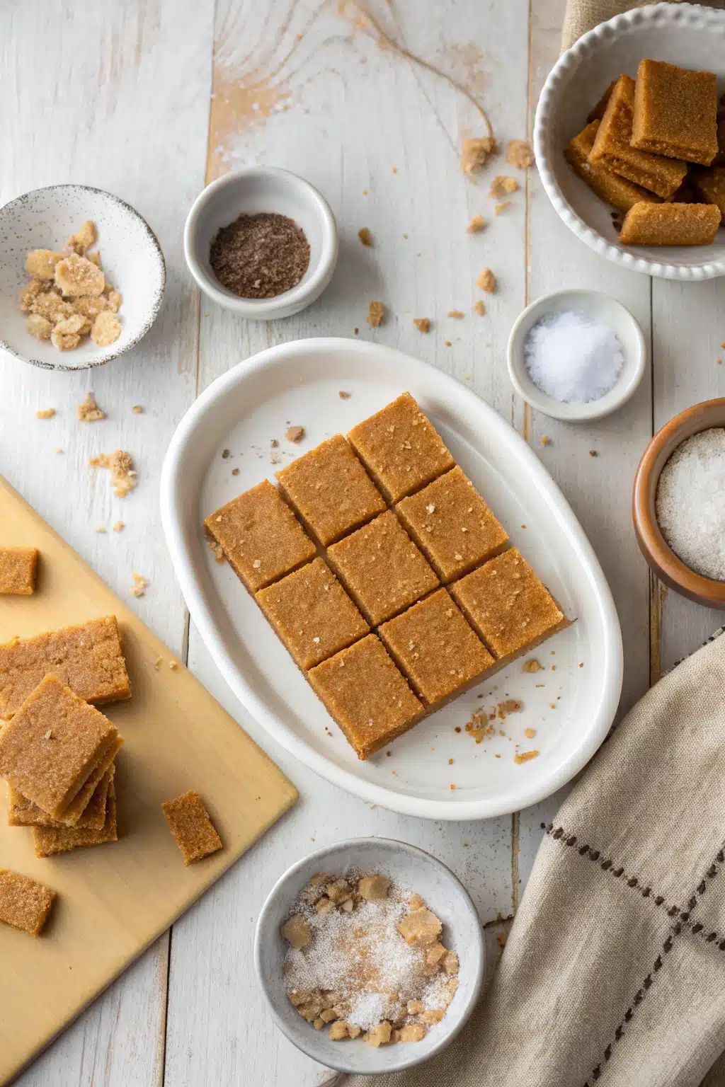 Churro Saltine Toffee 2 beautifully presented from an overhead angle