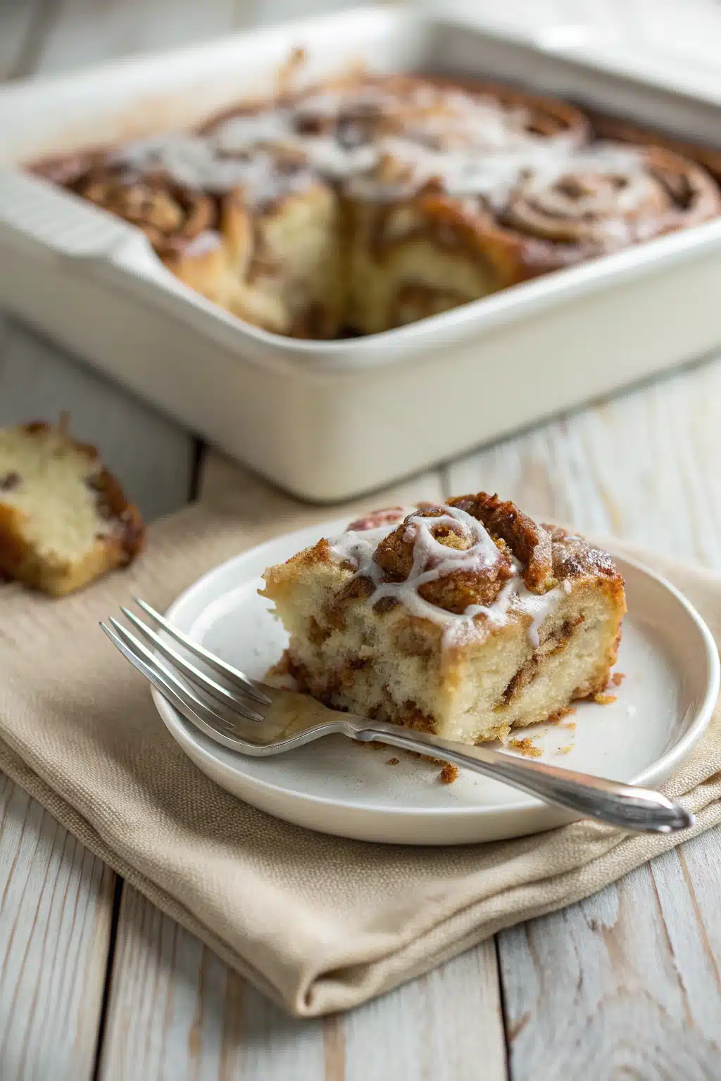 Cinnamon Roll Casserole ingredients organized and measured on kitchen counter