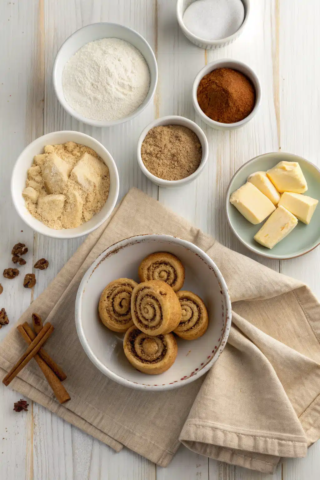 Cinnamon Roll Cookies beautifully presented from an overhead angle
