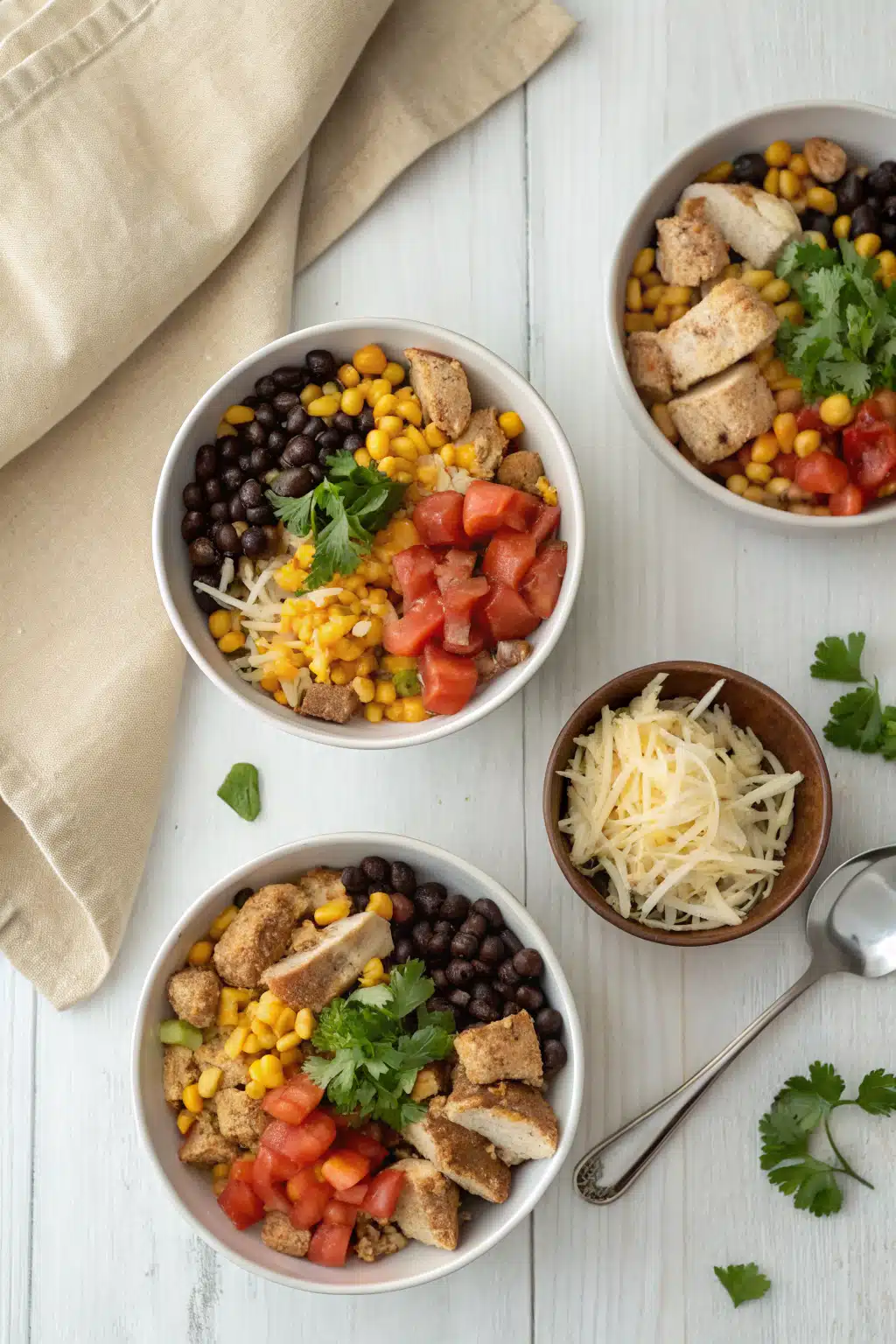 Crack Chicken Chili ingredients neatly arranged on a rustic wooden table