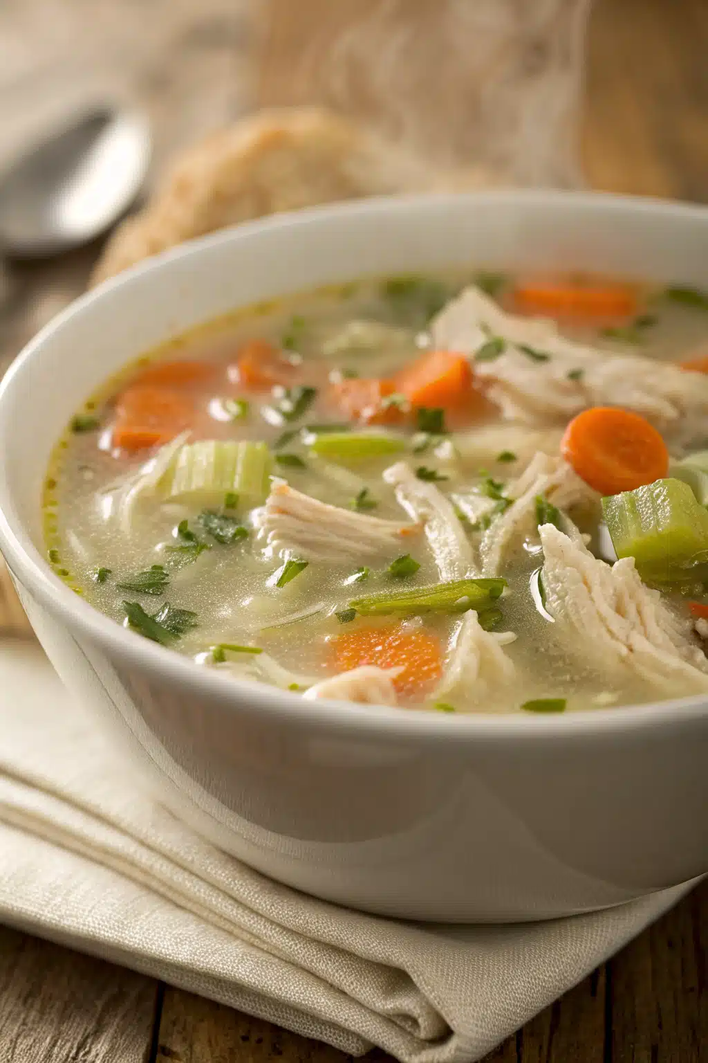 Cream Of Chicken Soup slice on plate showing perfect texture and swirl pattern