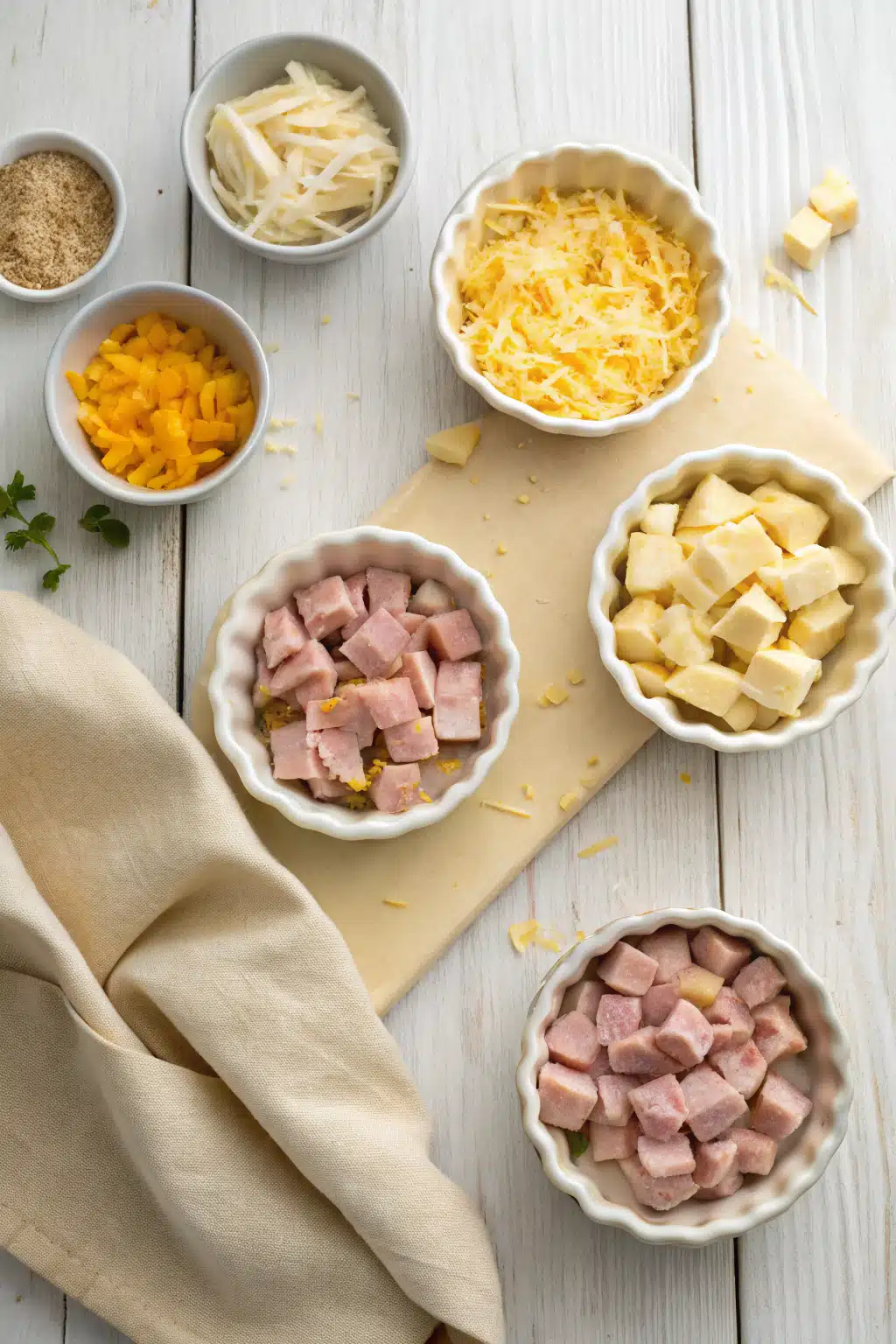Crescent Roll Breakfast Casserole beautifully presented from an overhead angle