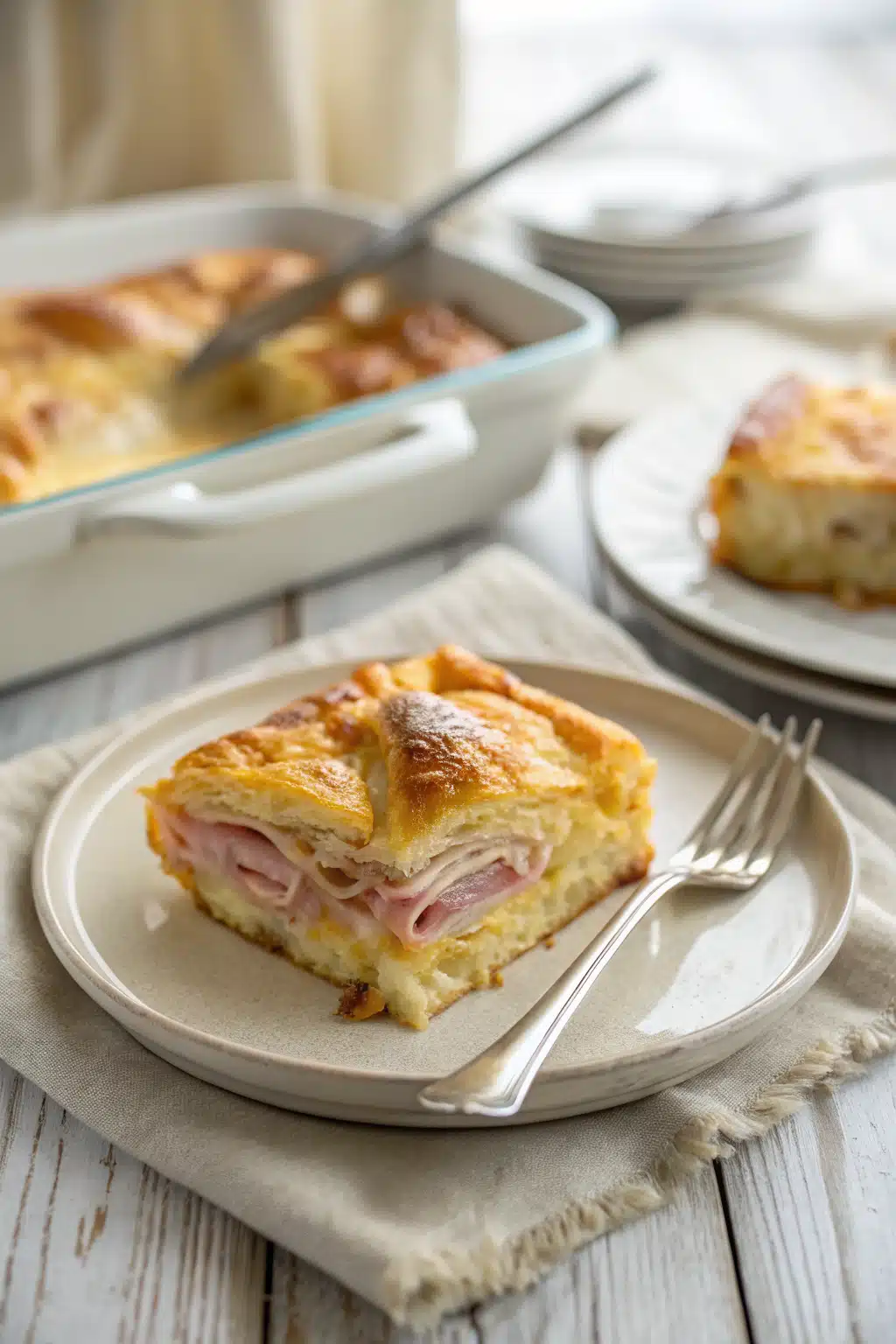 Crescent Roll Breakfast Casserole ingredients organized and measured on kitchen counter