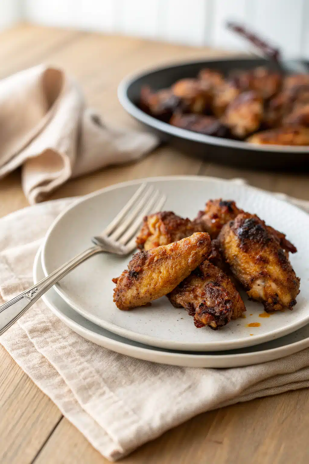 Crispy Air Fryer Chicken Wings ingredients organized and measured on kitchen counter