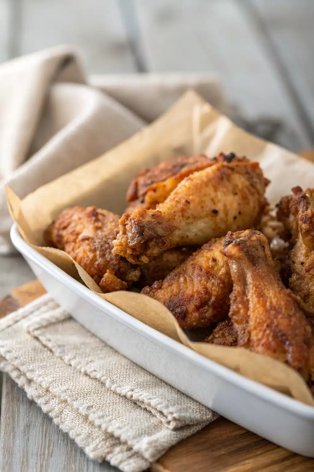 Crispy Air Fryer Chicken Wings slice on plate showing perfect texture and swirl pattern