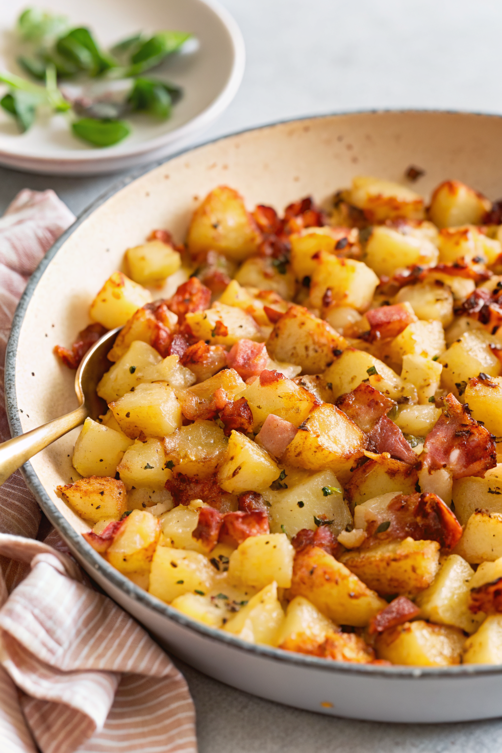 Crispy Cheese and Bacon Potatoes ingredients organized and measured on kitchen counter