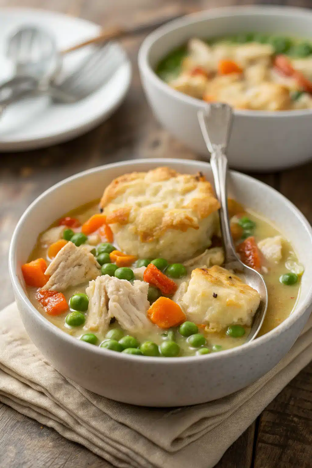 Easy Chicken Pot Pie Soup ingredients organized and measured on kitchen counter