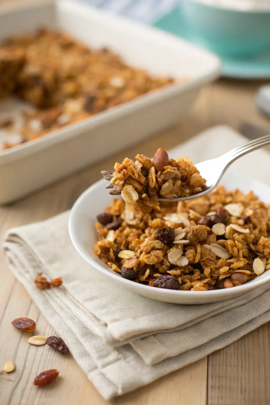 Easy Homemade Granola Recipe ingredients organized and measured on kitchen counter