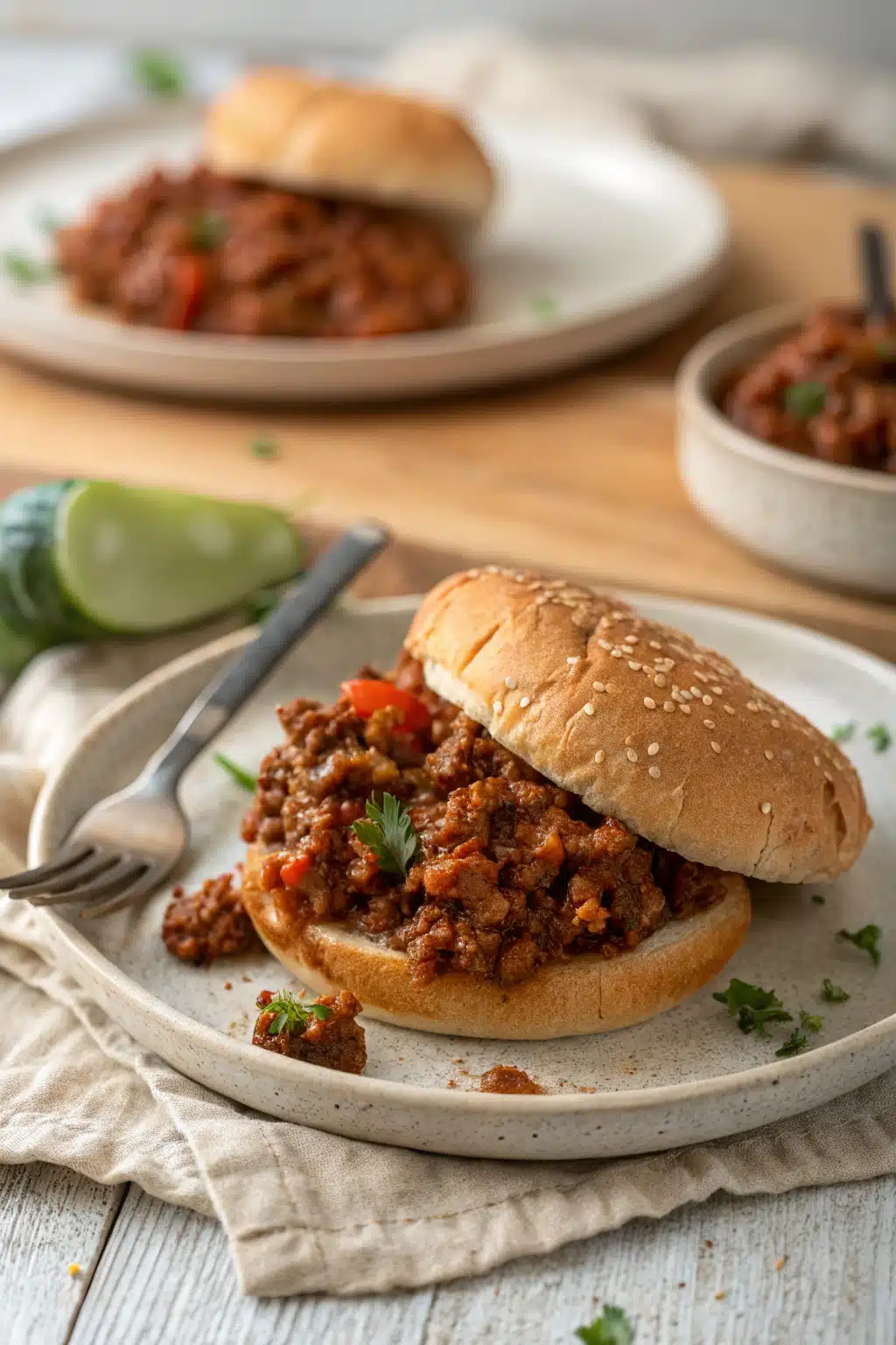 Easy Homemade Sloppy Joes ingredients organized and measured on kitchen counter