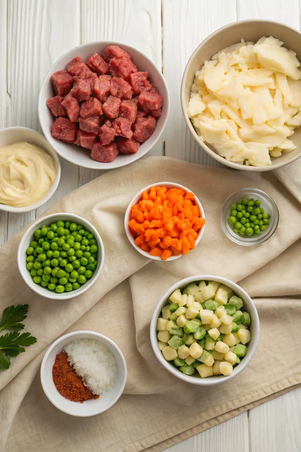 Shepherds Pie beautifully presented from an overhead angle