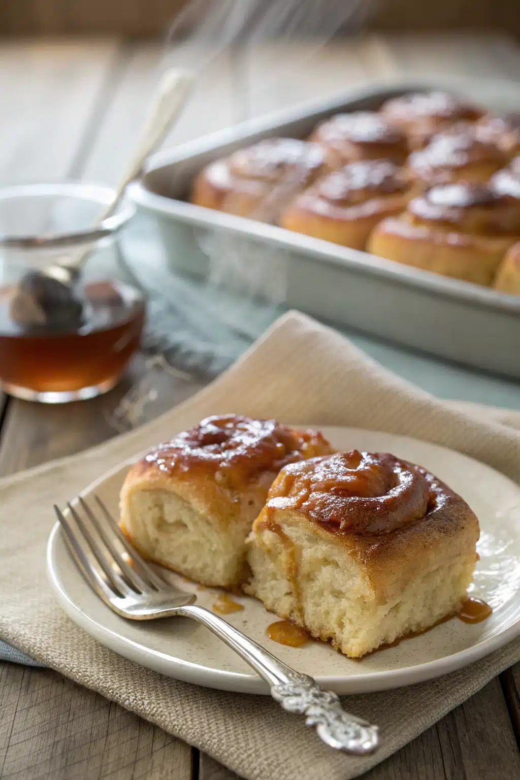 Easy Sticky Buns 2 ingredients organized and measured on kitchen counter