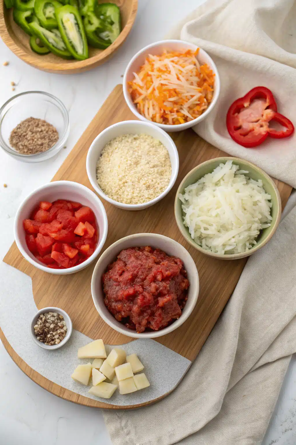 Easy Stuffed Pepper Casserole beautifully presented from an overhead angle