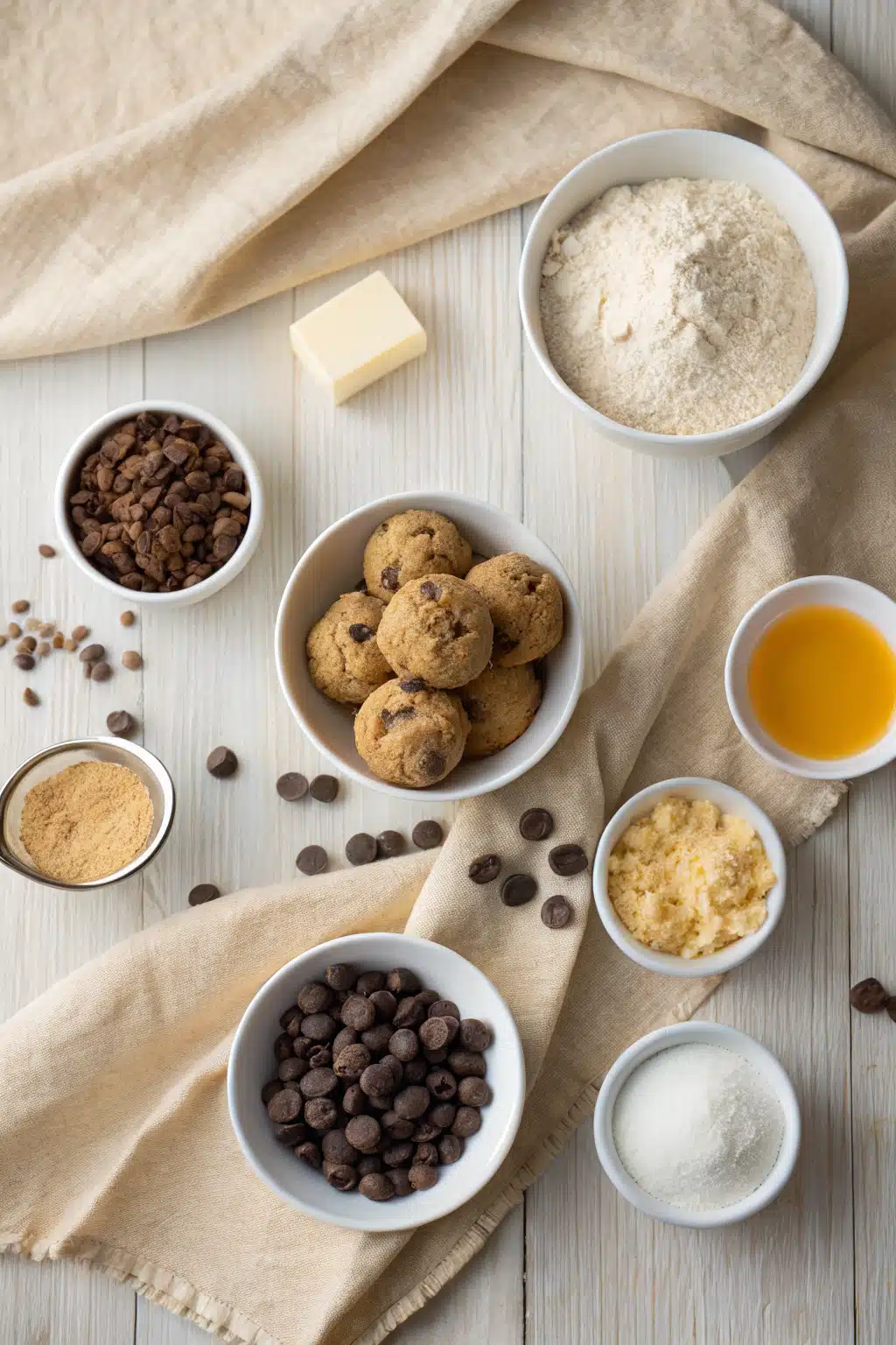 Edible Cookie Dough beautifully presented from an overhead angle