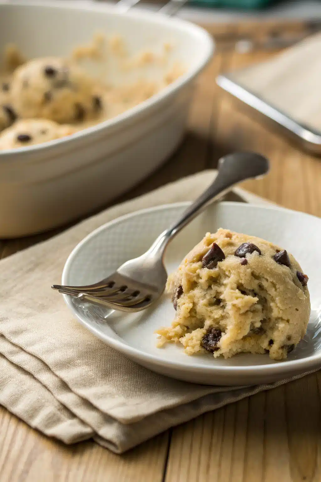 Edible Cookie Dough ingredients organized and measured on kitchen counter