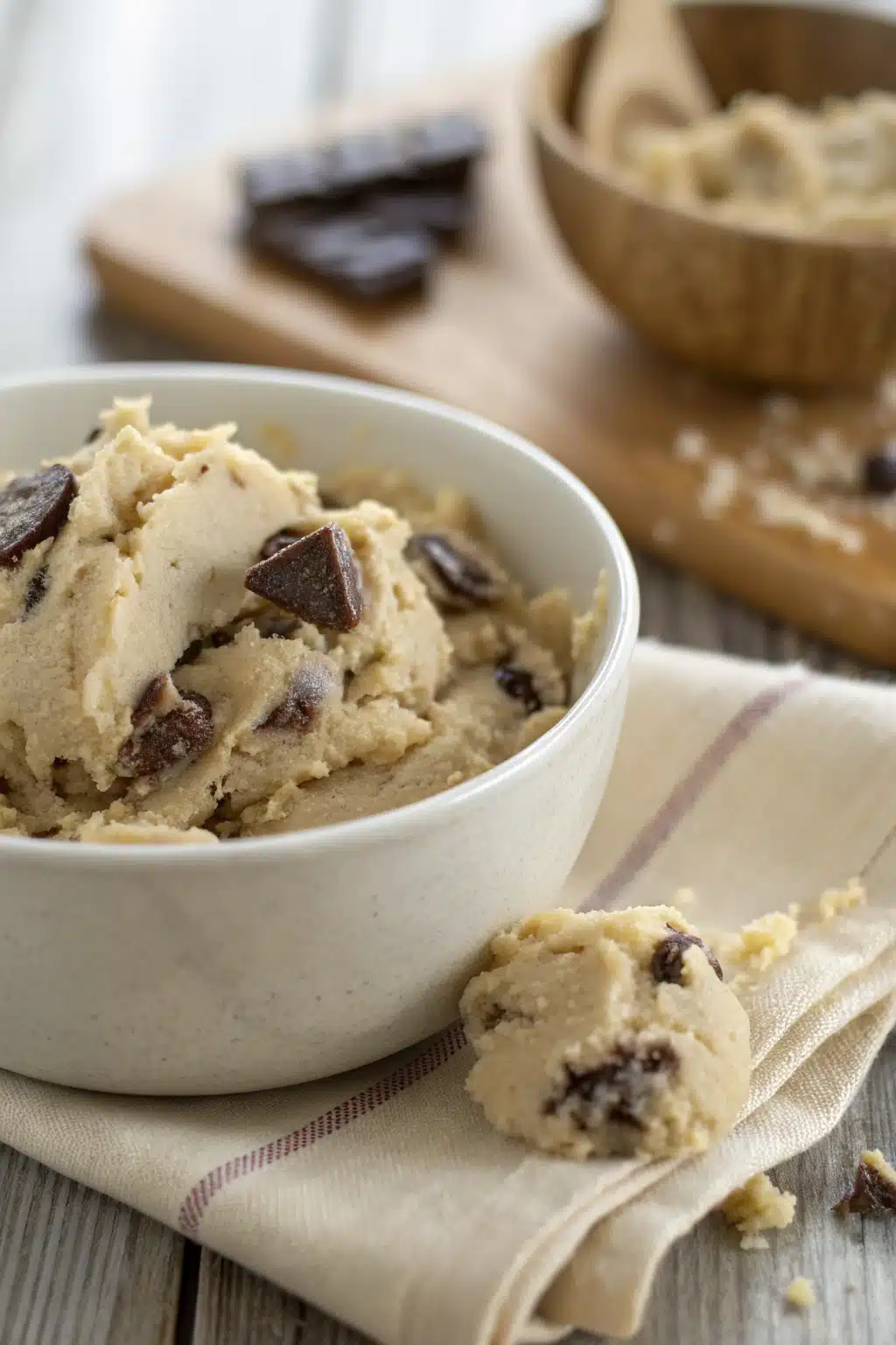 Edible Cookie Dough slice on plate showing perfect texture and swirl pattern