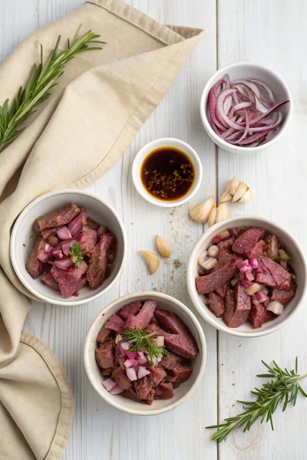 Flank Steak Marinade beautifully presented from an overhead angle