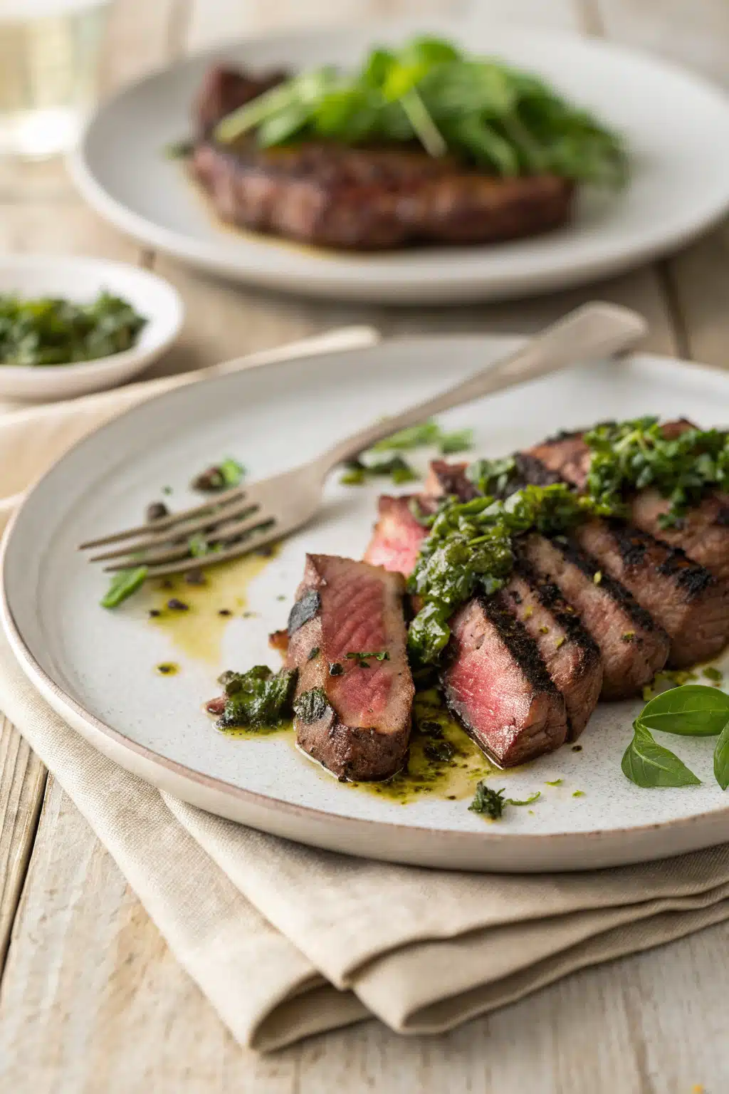 Flank Steak Marinade ingredients organized and measured on kitchen counter