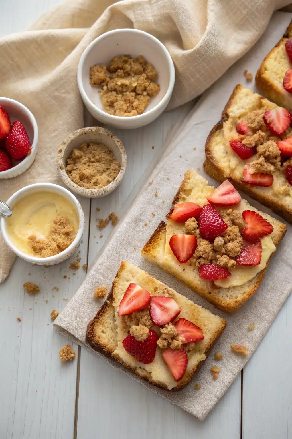 French Toast Casserole 2 beautifully presented from an overhead angle