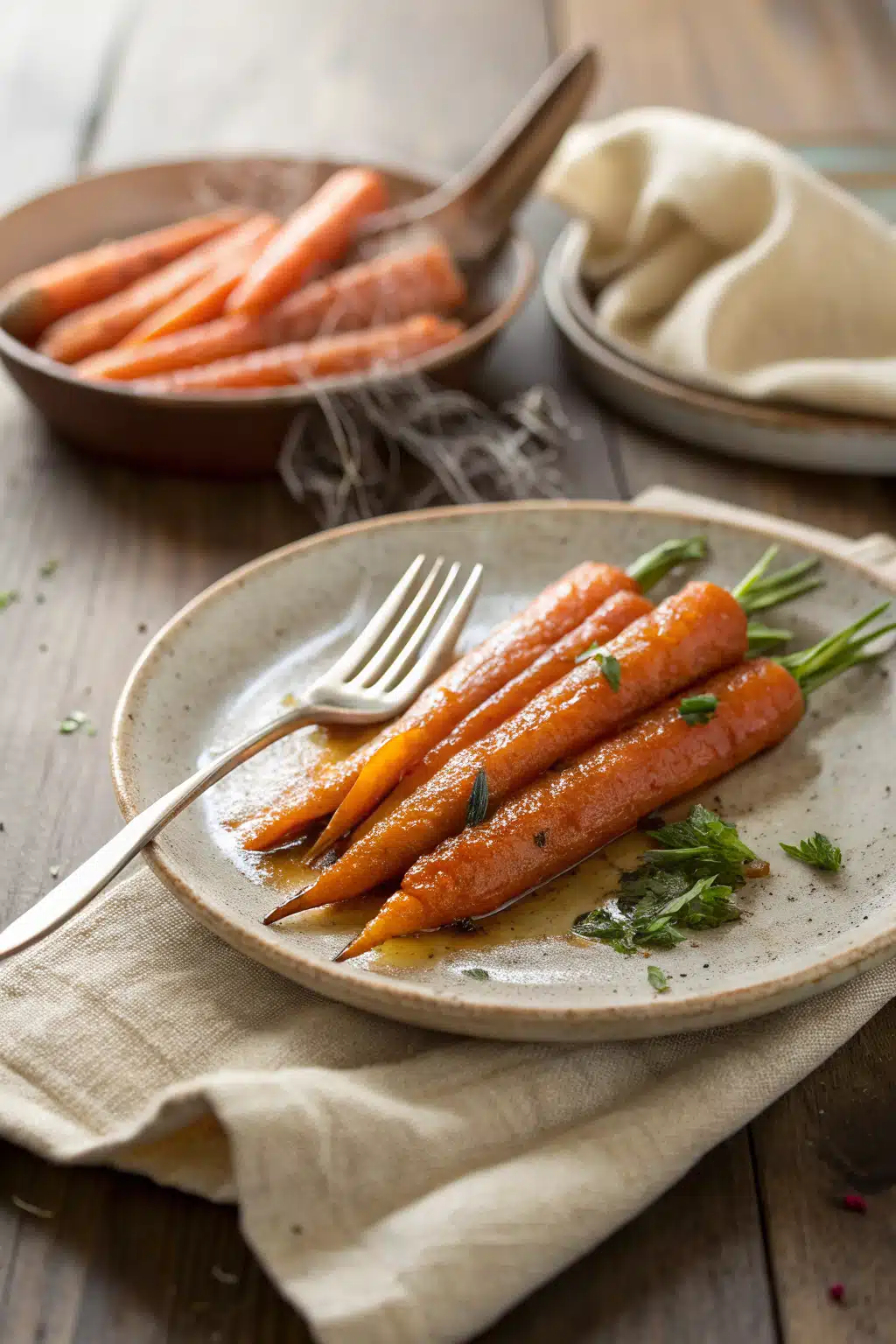 Glazed Carrots ingredients organized and measured on kitchen counter