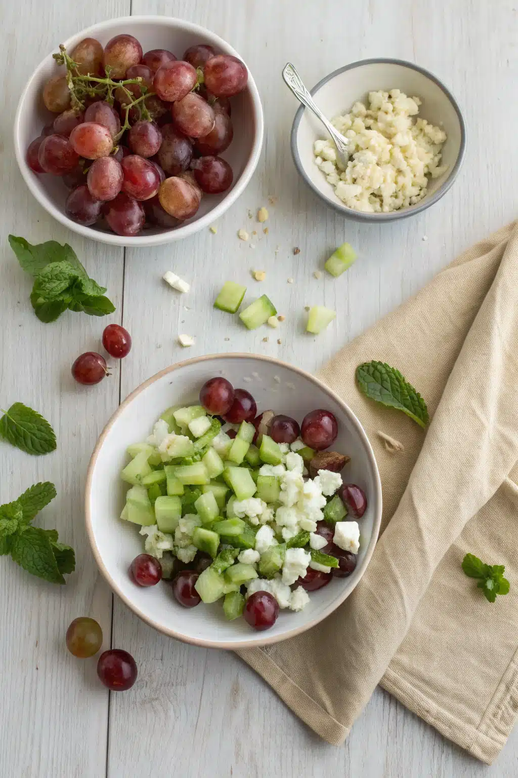 Grape Salad Recipe beautifully presented from an overhead angle