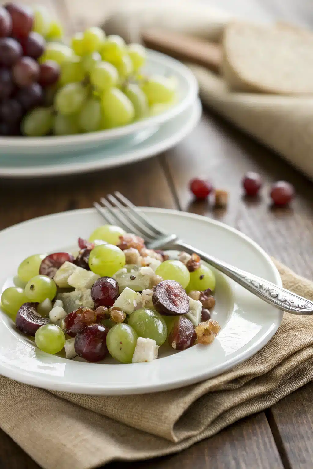 Grape Salad Recipe ingredients organized and measured on kitchen counter