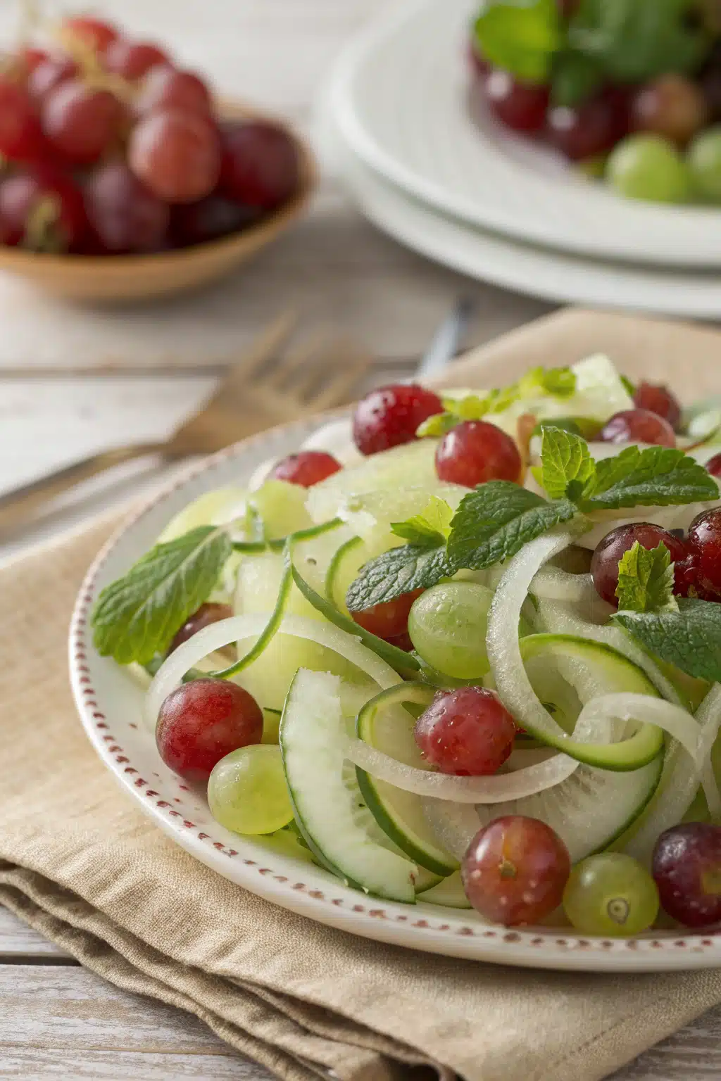 Grape Salad Recipe slice on plate showing perfect texture and swirl pattern