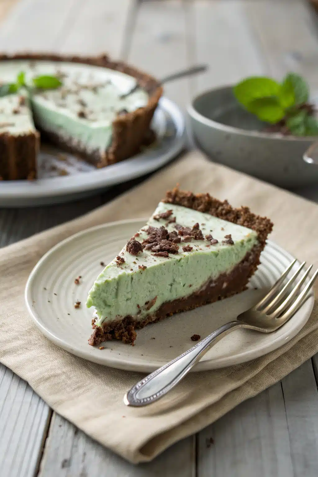 Grasshopper Pie ingredients organized and measured on kitchen counter