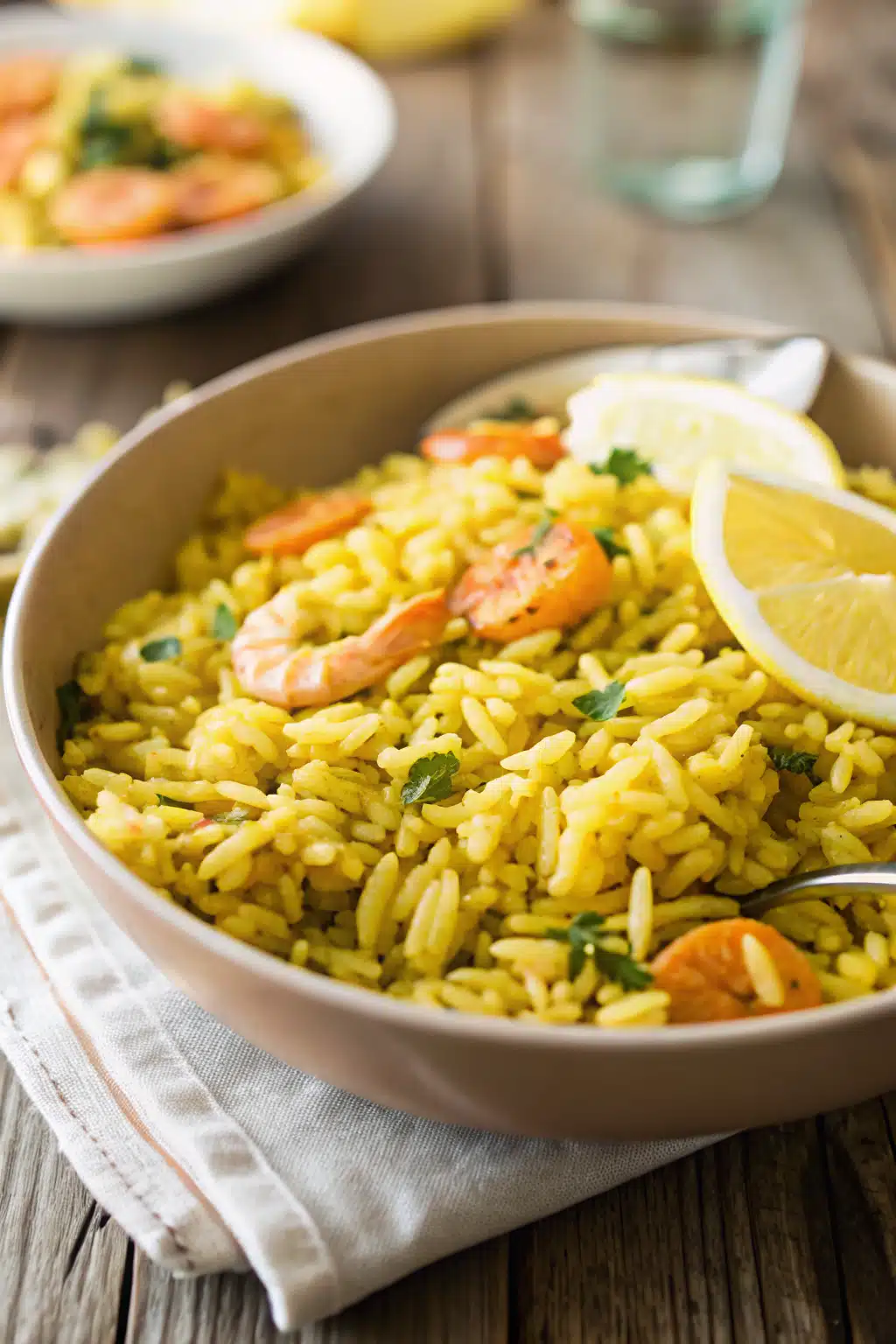 Lemon Rice slice on plate showing perfect texture and swirl pattern