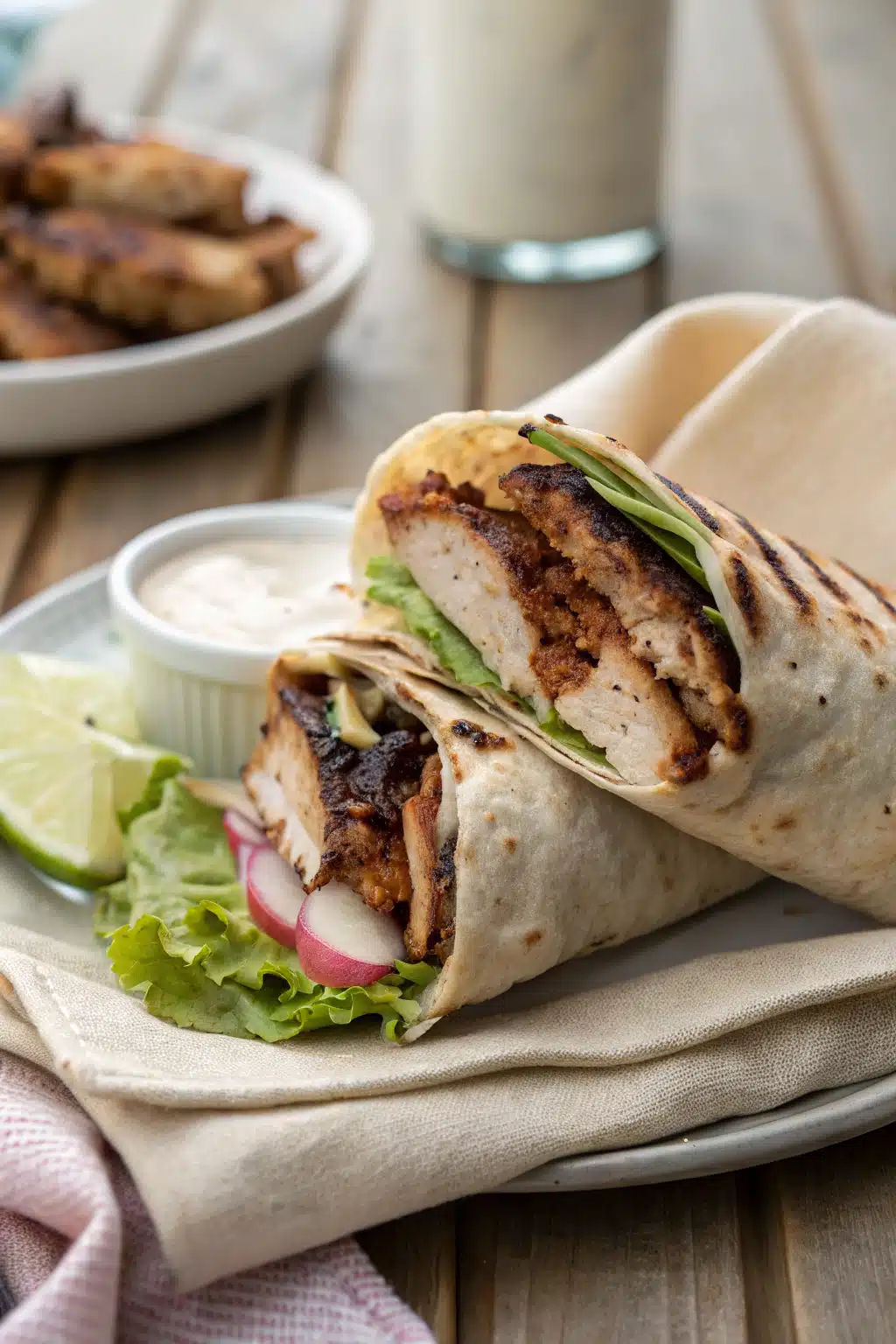 Grilled Chicken Shawarma slice on plate showing perfect texture and swirl pattern
