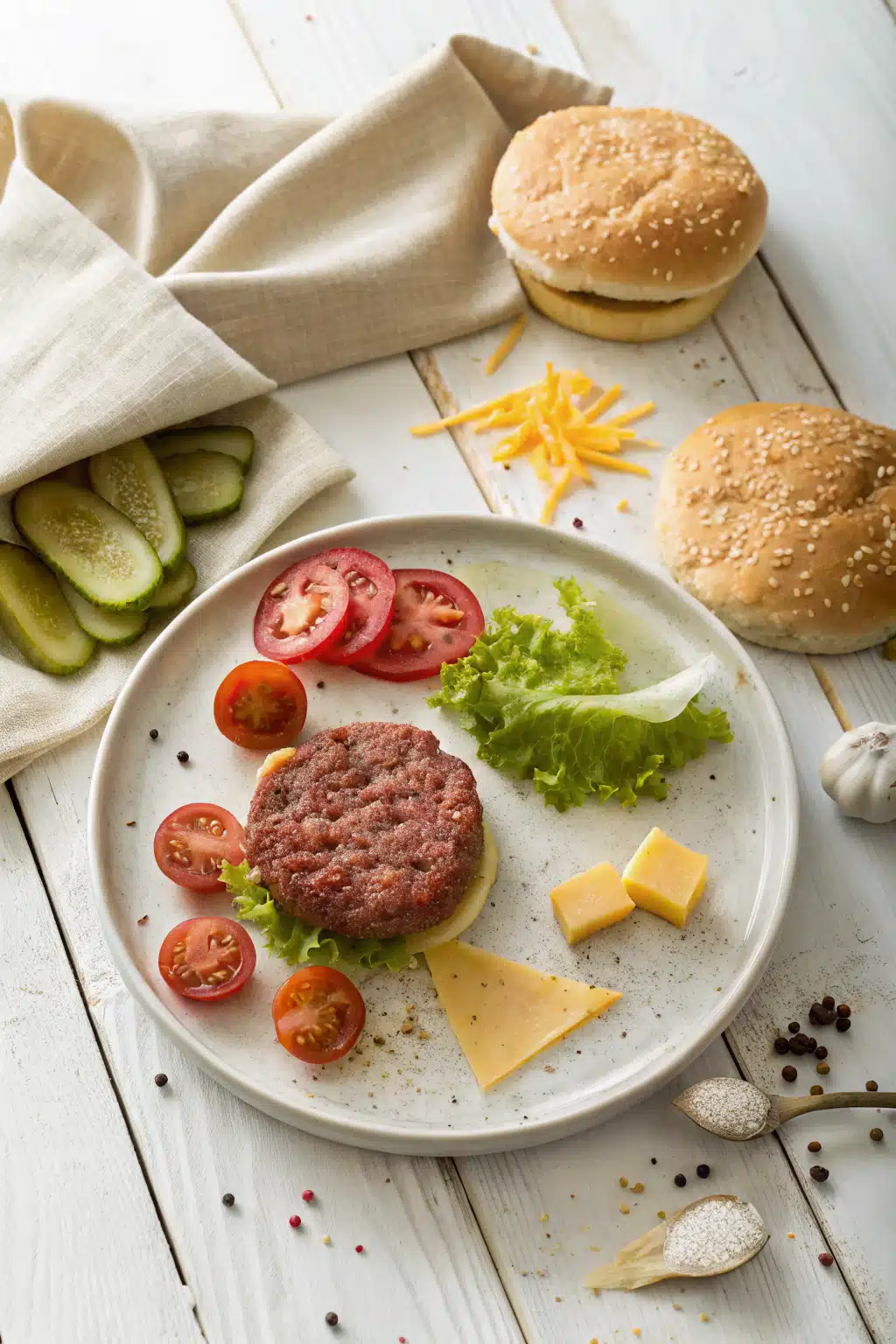 Hamburger Seasoning Tips beautifully presented from an overhead angle