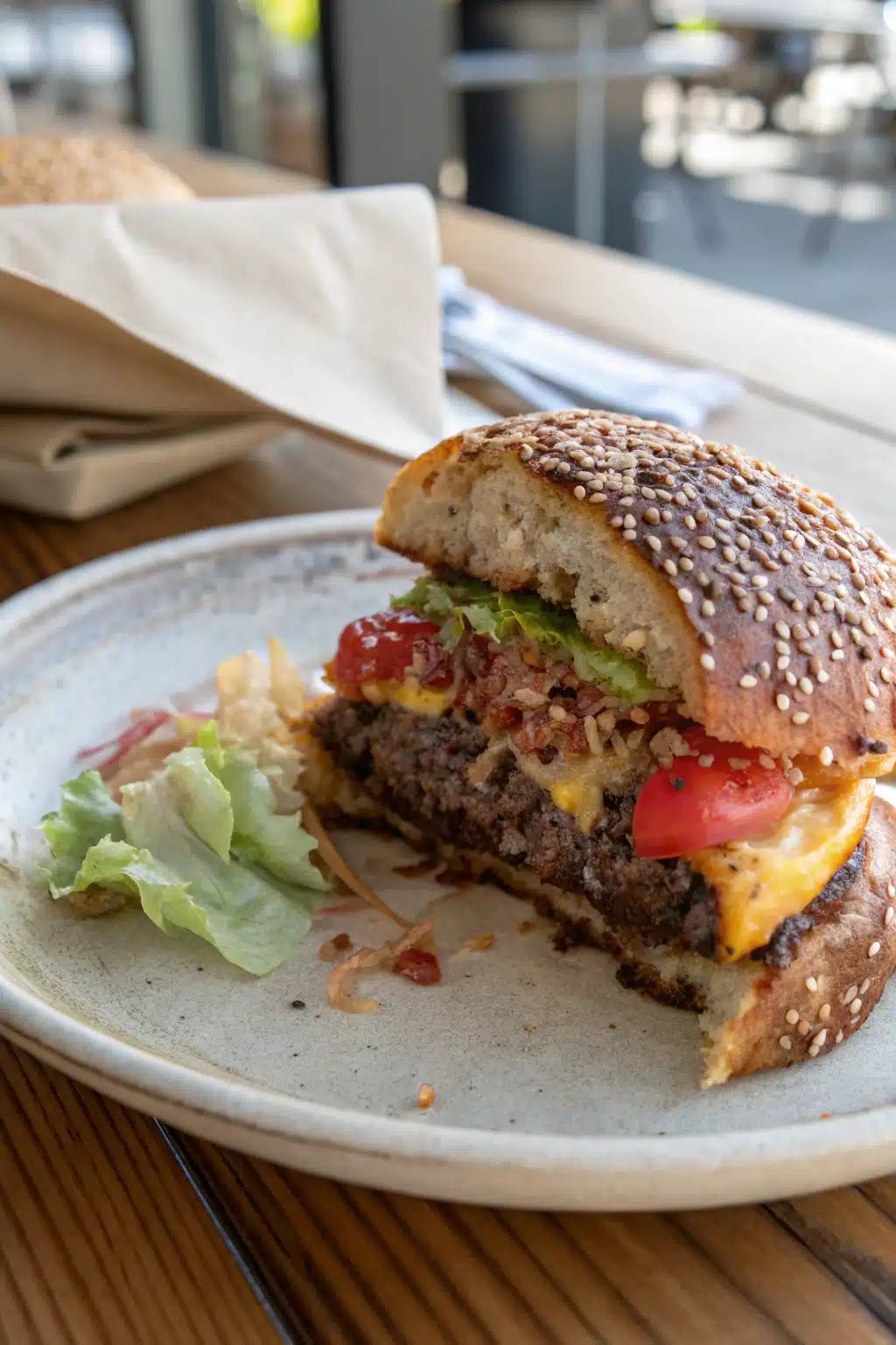 Hamburger Seasoning Tips slice on plate showing perfect texture and swirl pattern