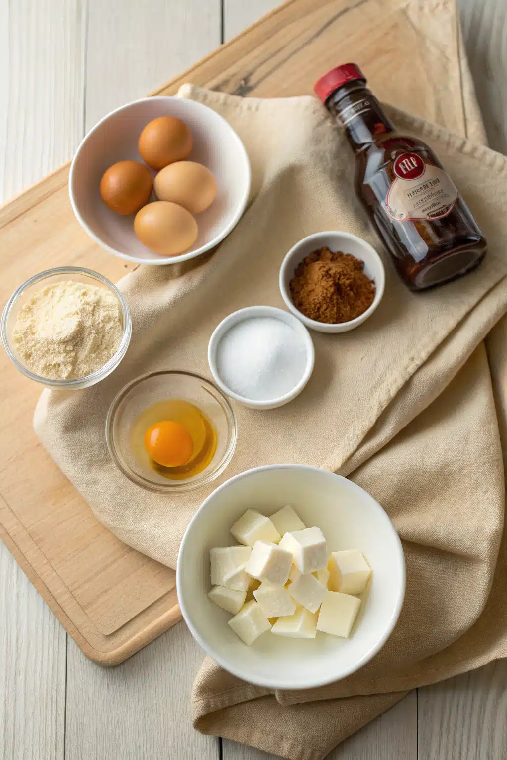 Homemade Eggnog beautifully presented from an overhead angle