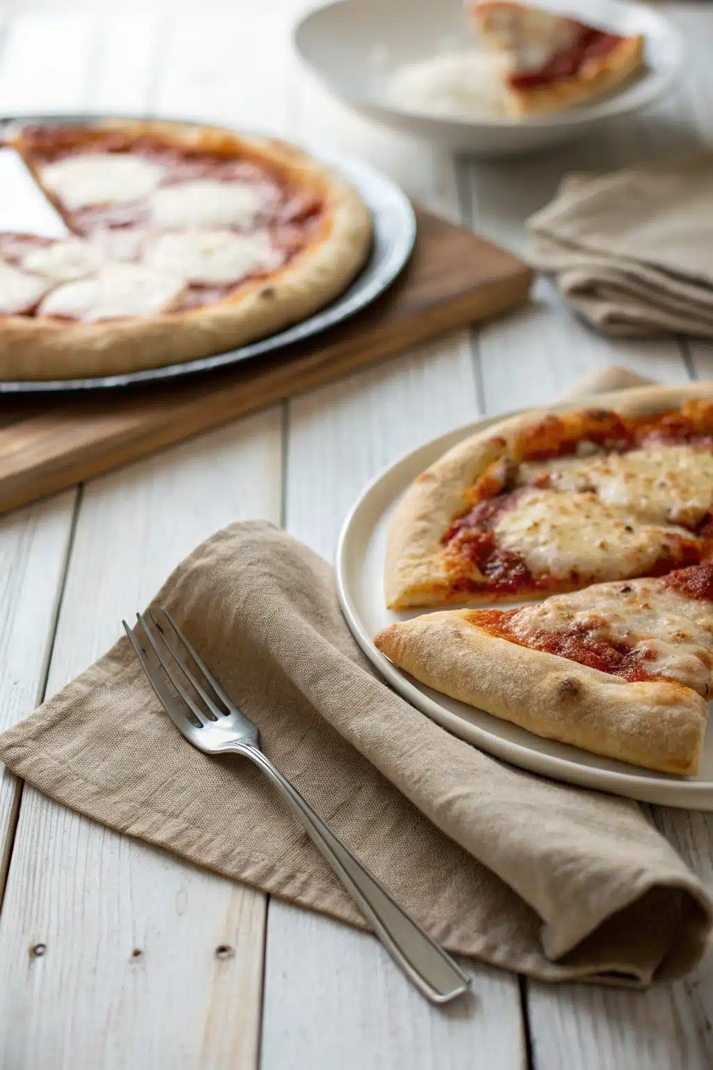 Homemade Pizza Dough ingredients organized and measured on kitchen counter