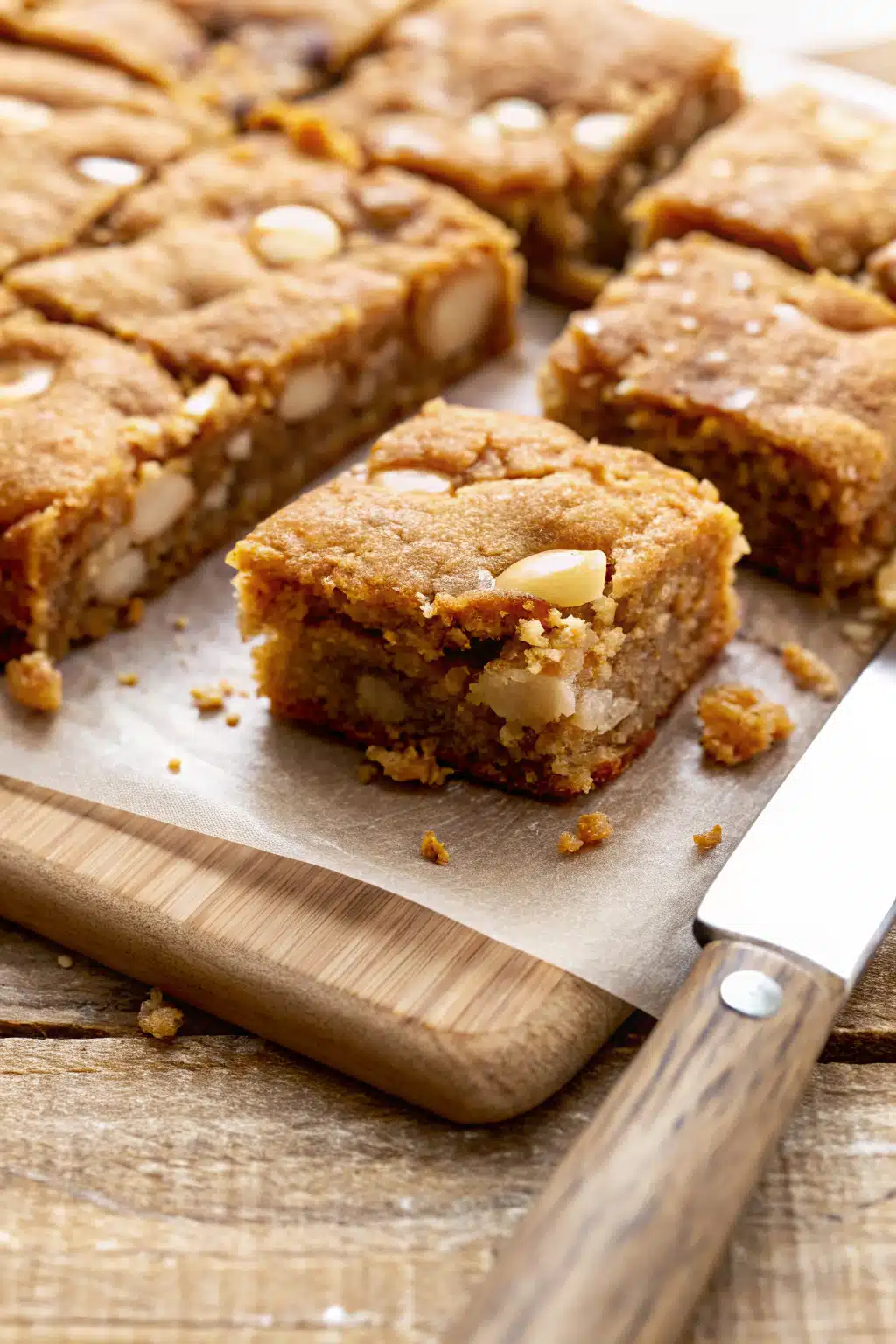 How To Make Blondies slice on plate showing perfect texture and swirl pattern