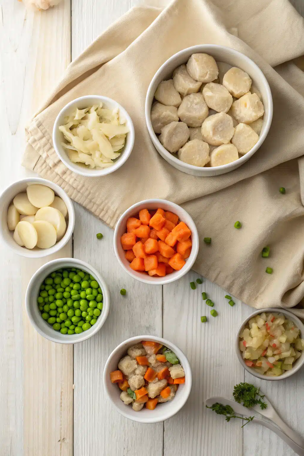 Instant Pot Chicken And Dumplings beautifully presented from an overhead angle