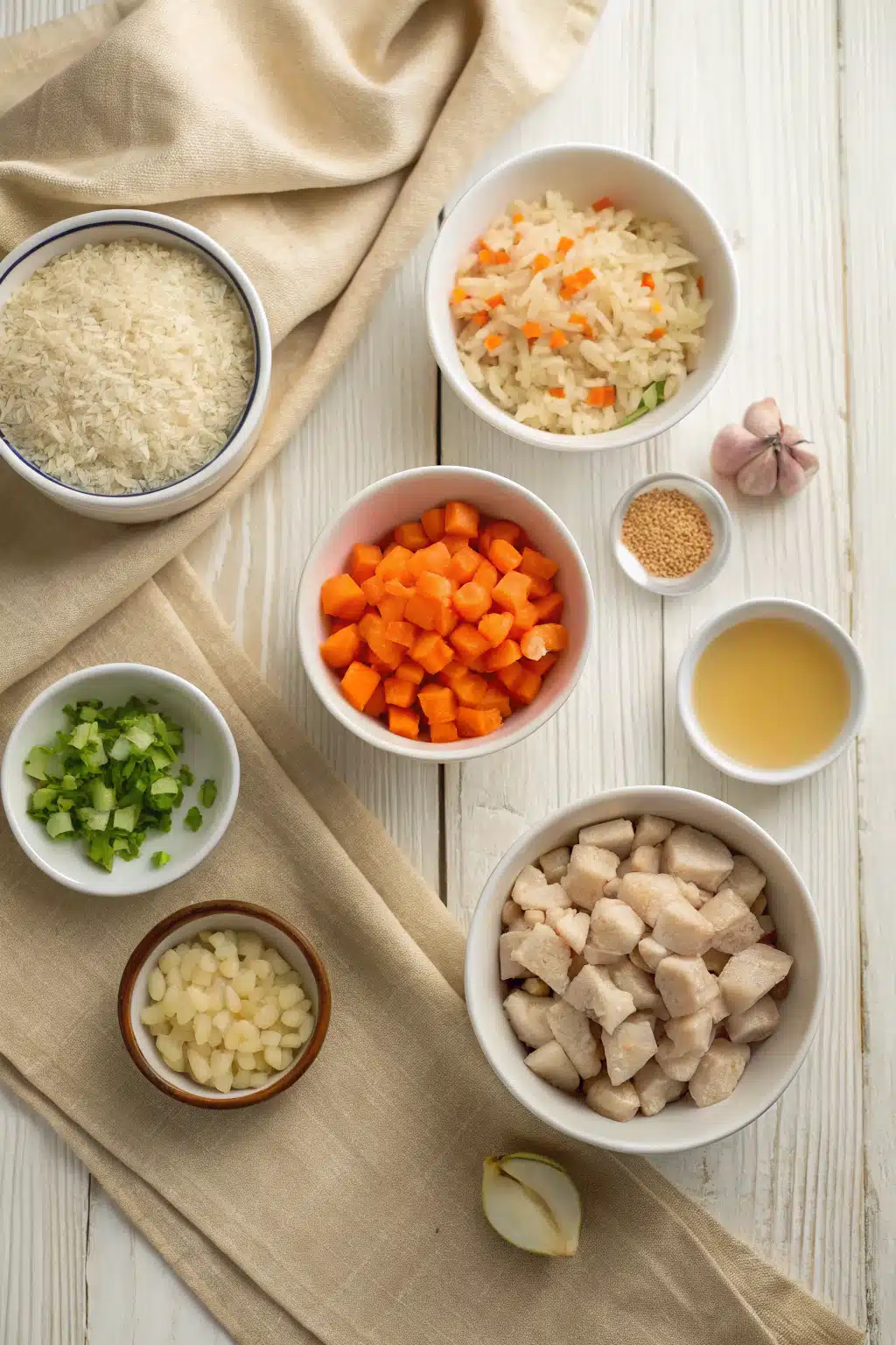 Instant Pot Chicken And Rice beautifully presented from an overhead angle