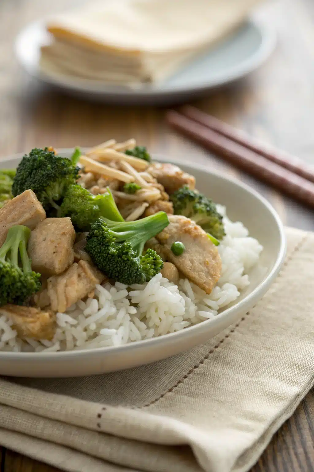 Instant Pot Chicken And Rice slice on plate showing perfect texture and swirl pattern