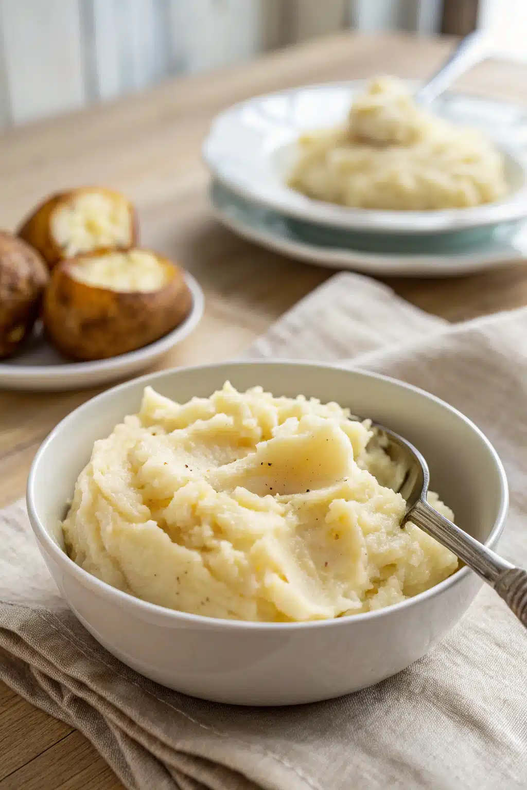 Instant Pot Mashed Potatoes ingredients organized and measured on kitchen counter
