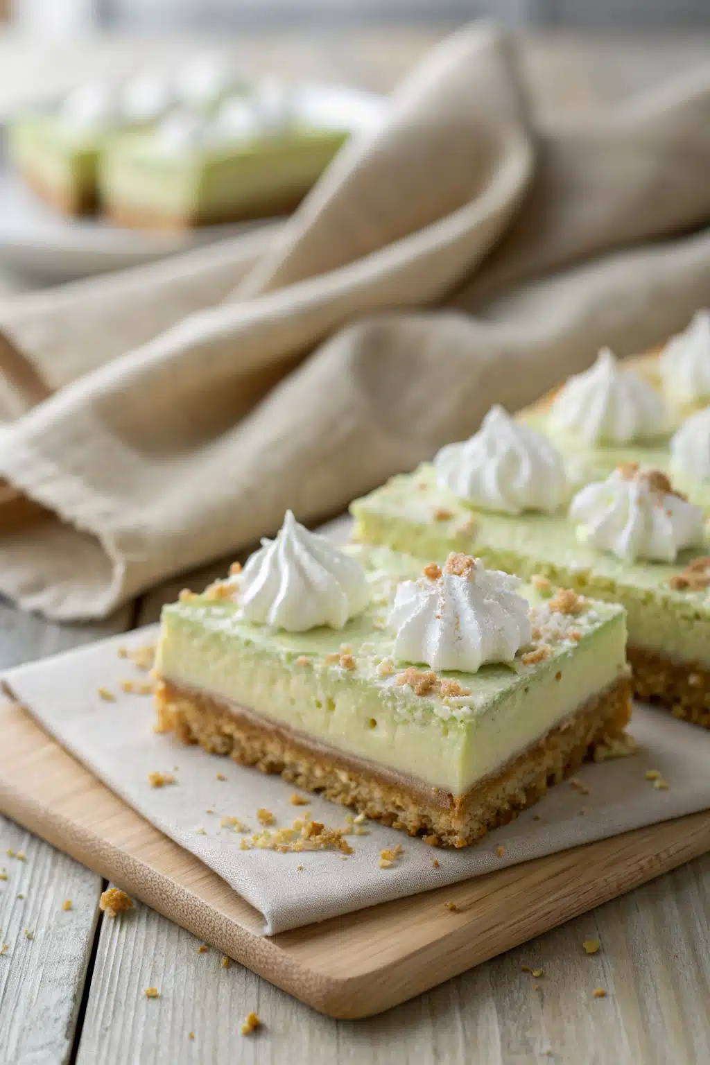 Key Lime Pie Bars slice on plate showing perfect texture and swirl pattern