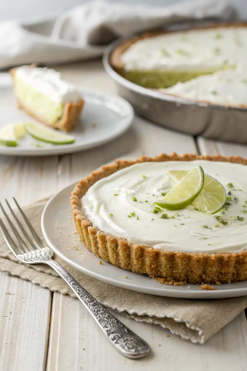Key Lime Pie ingredients organized and measured on kitchen counter