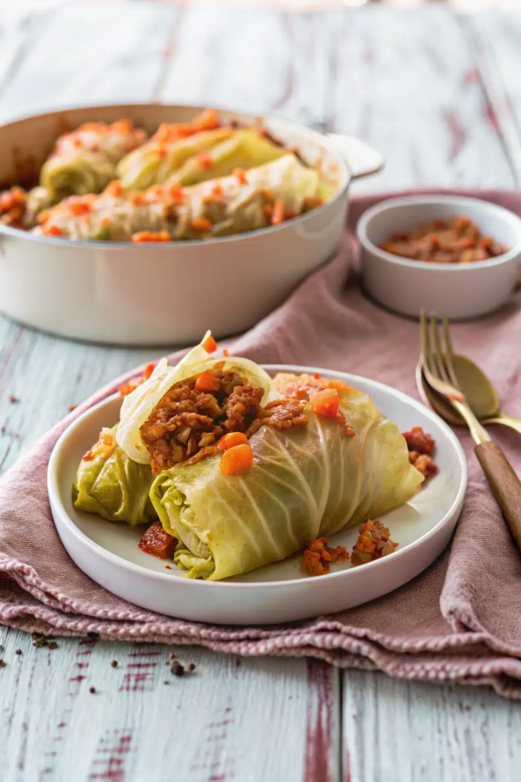 Cabbage Roll Casserole ingredients organized and measured on kitchen counter